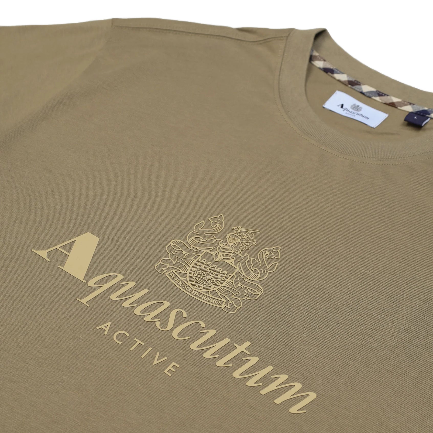 Aquascutum Big Rubber Logo T-Shirt - 38 Khaki - Escape Menswear