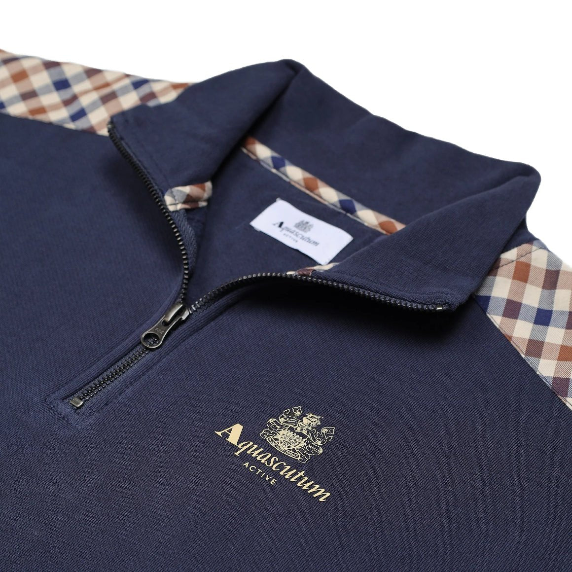 Aquascutum CC Shoulder 1/4 Zip Fleece Sweatshirt - 11 Navy - Escape Menswear