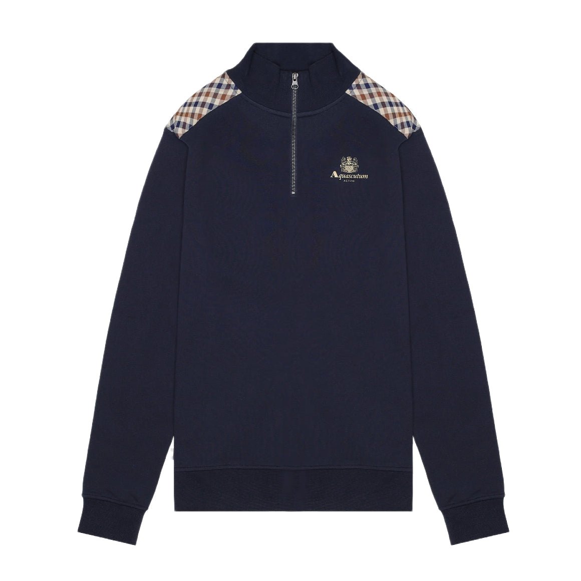 Aquascutum CC Shoulder 1/4 Zip Fleece Sweatshirt - 11 Navy - Escape Menswear