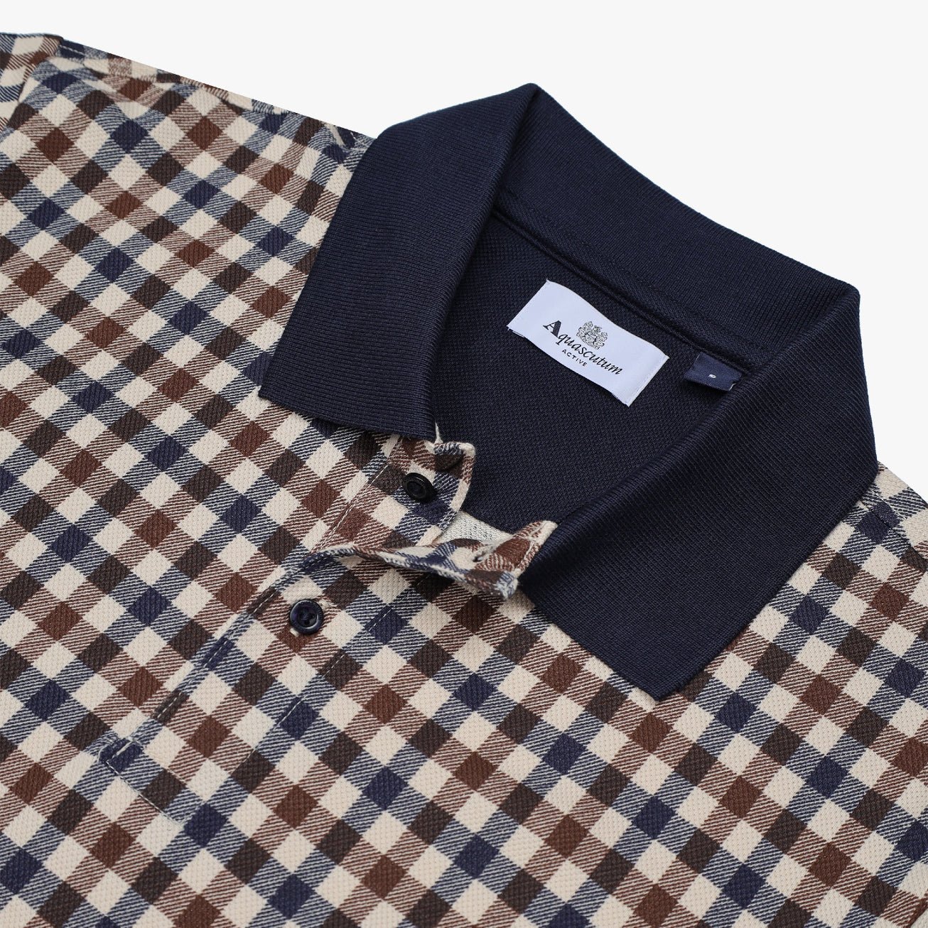 Aquascutum Club Check Piquet Polo Shirt - Navy - Escape Menswear