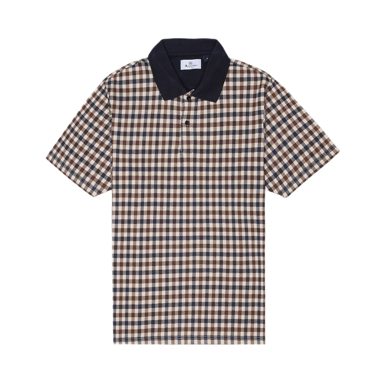 Aquascutum Club Check Piquet Polo Shirt - Navy - Escape Menswear