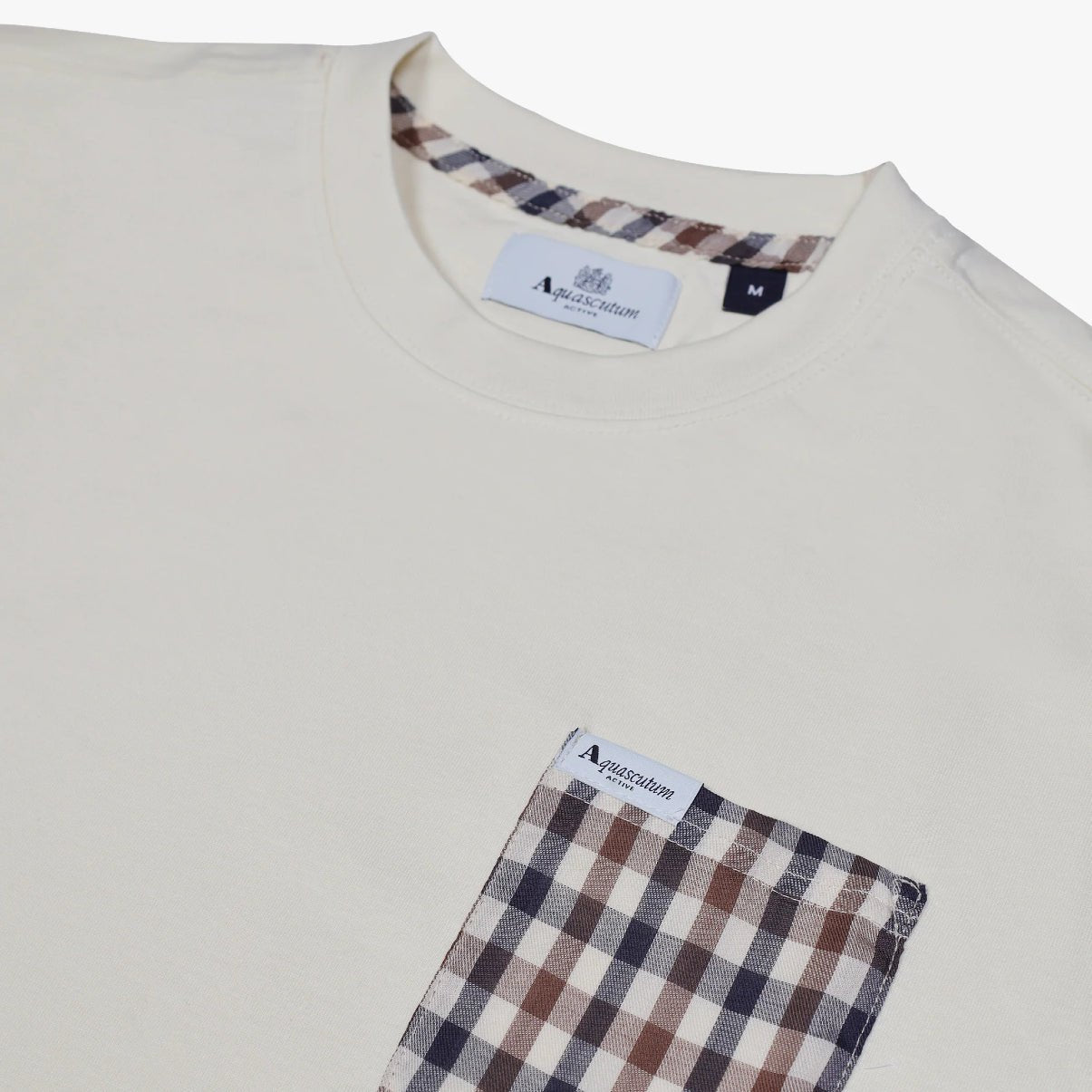 Aquascutum Club Check Pocket T-Shirt - 02 Old White - Escape Menswear