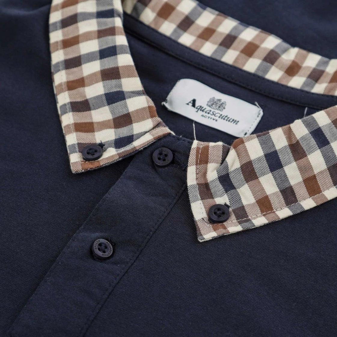 Aquascutum Club Check Rib Polo Shirt - Navy - Escape Menswear