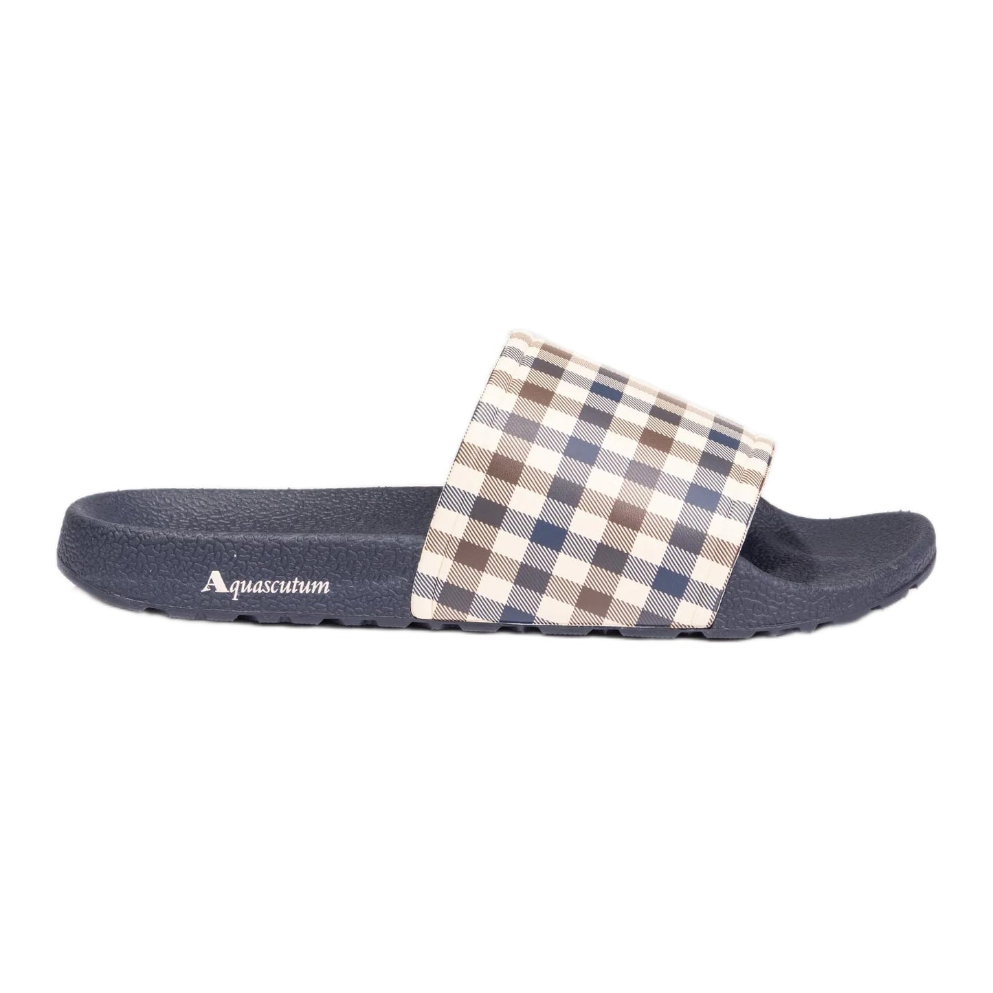 Aquascutum Iconic Sliders - Club Check Navy - Escape Menswear