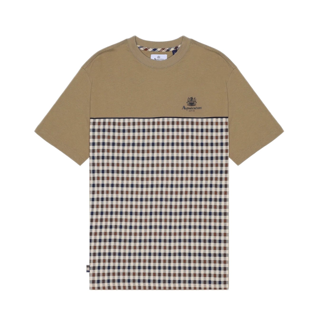 Aquascutum Piping Panel T-Shirt - 38 Khaki - Escape Menswear