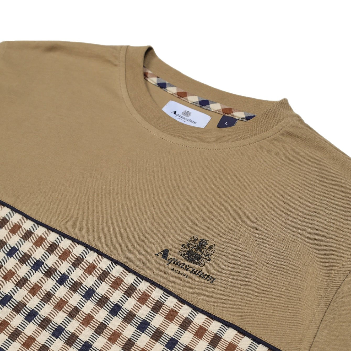 Aquascutum Piping Panel T-Shirt - 38 Khaki - Escape Menswear