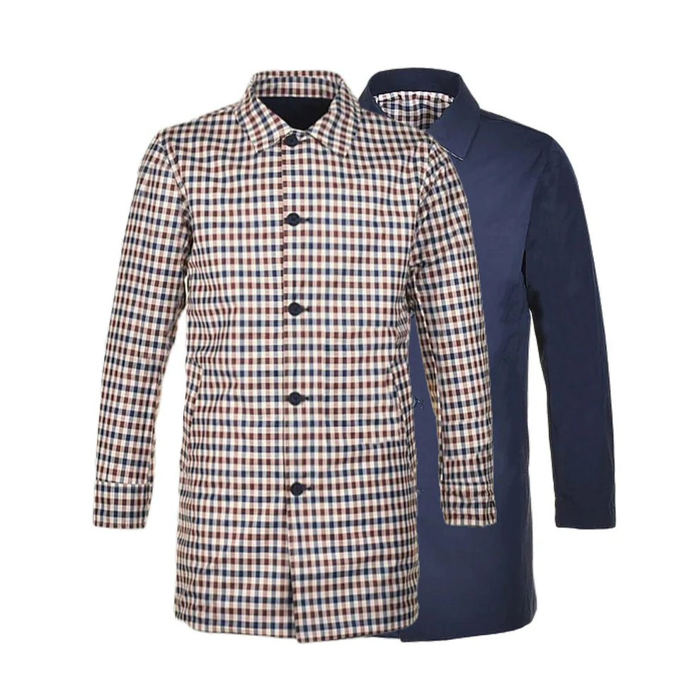 Aquascutum Reversible Mid Trench Coat - 11 Navy - Escape Menswear