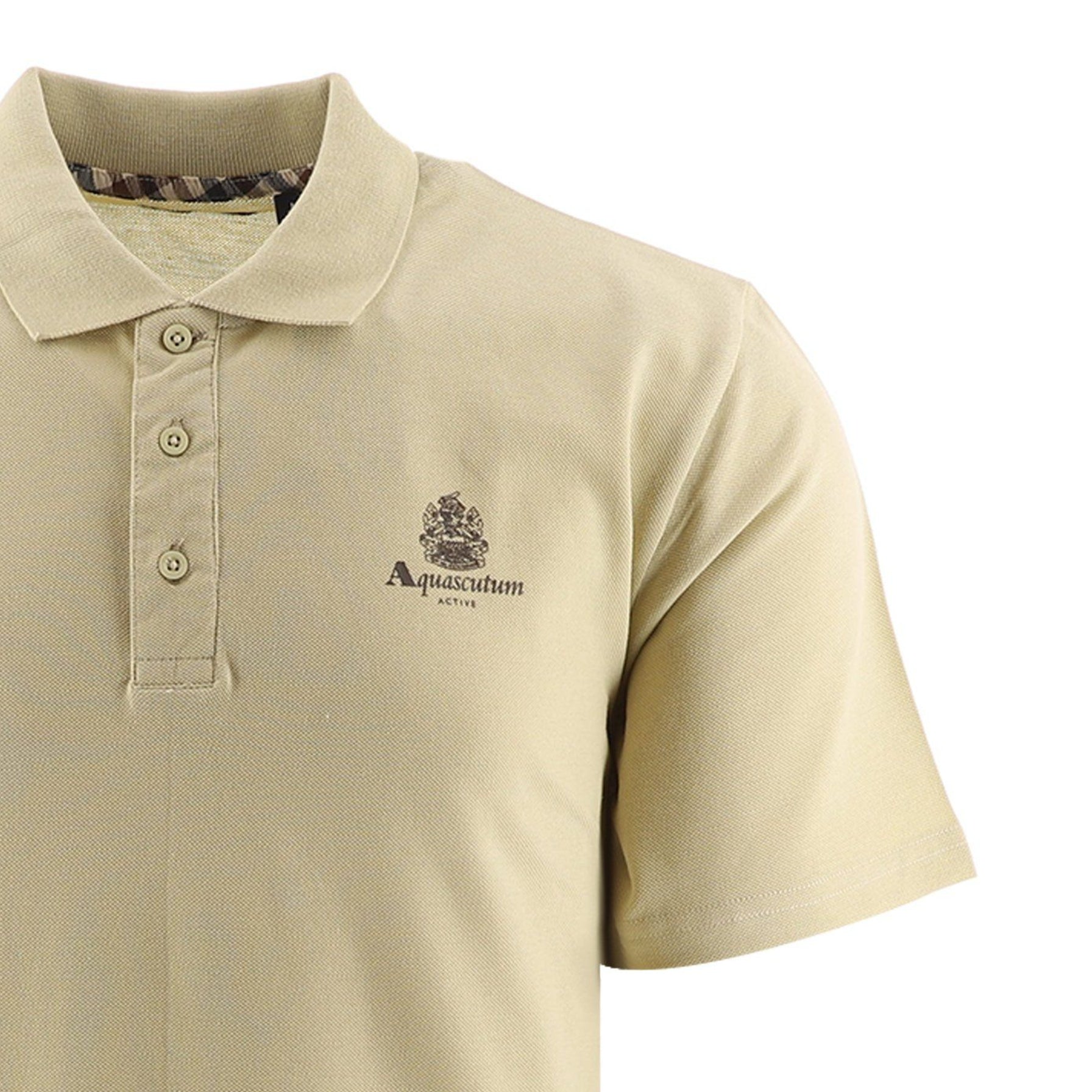 Aquascutum Small Logo Piquet Polo Shirt - 03 Beige - Escape Menswear