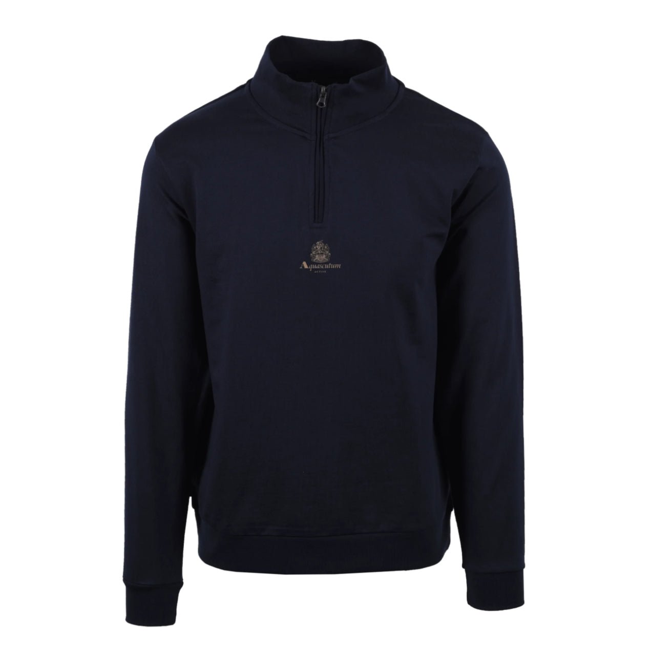 Aquascutum Small Logo Quarter Zip Sweatshirt - Navy - Escape Menswear