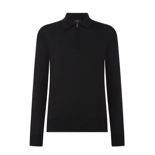 Belstaff Kyle Merino Wool Polo Shirt - Black - Escape Menswear