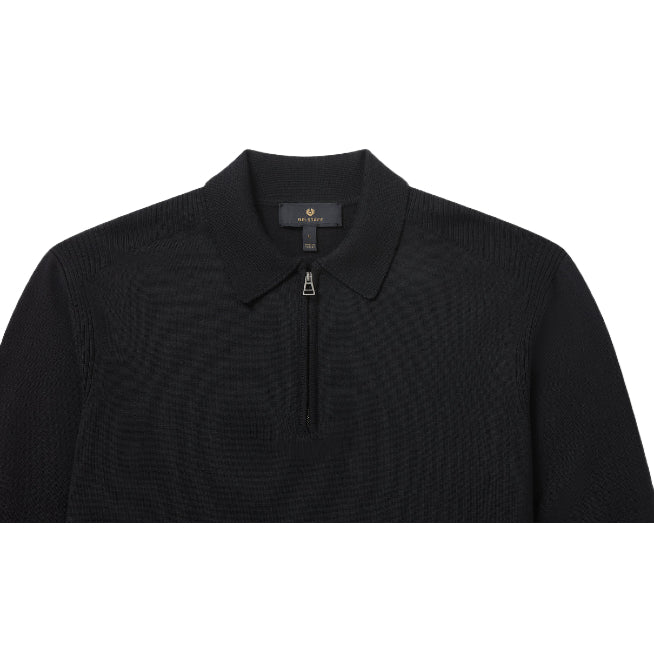 Belstaff Kyle Merino Wool Polo Shirt - Black - Escape Menswear