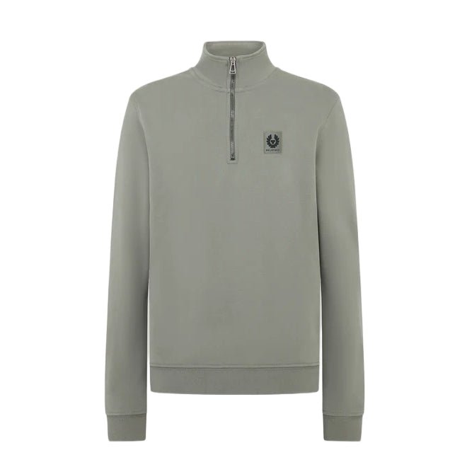 Belstaff Quarter Zip Sweatshirt - Sage Green - Escape Menswear