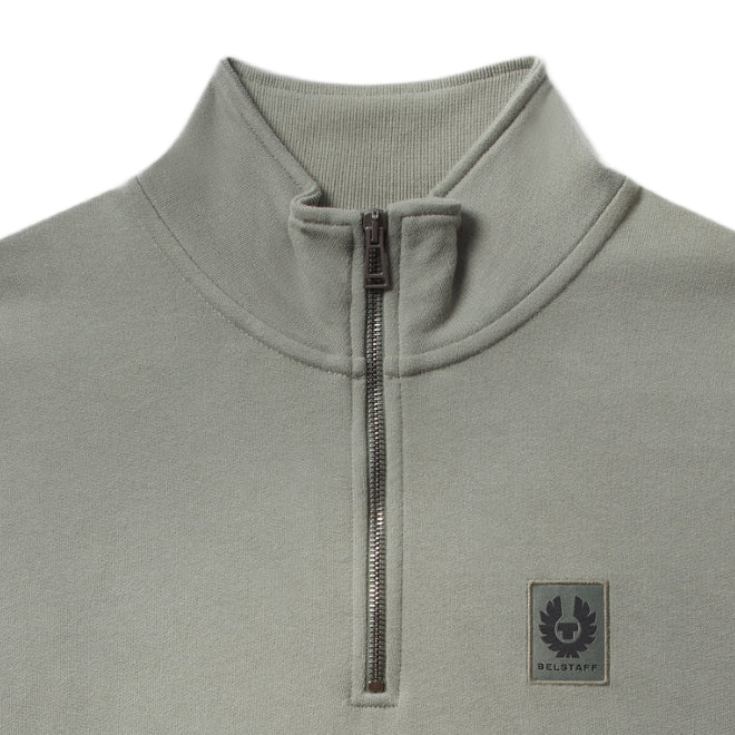 Belstaff Quarter Zip Sweatshirt - Sage Green - Escape Menswear