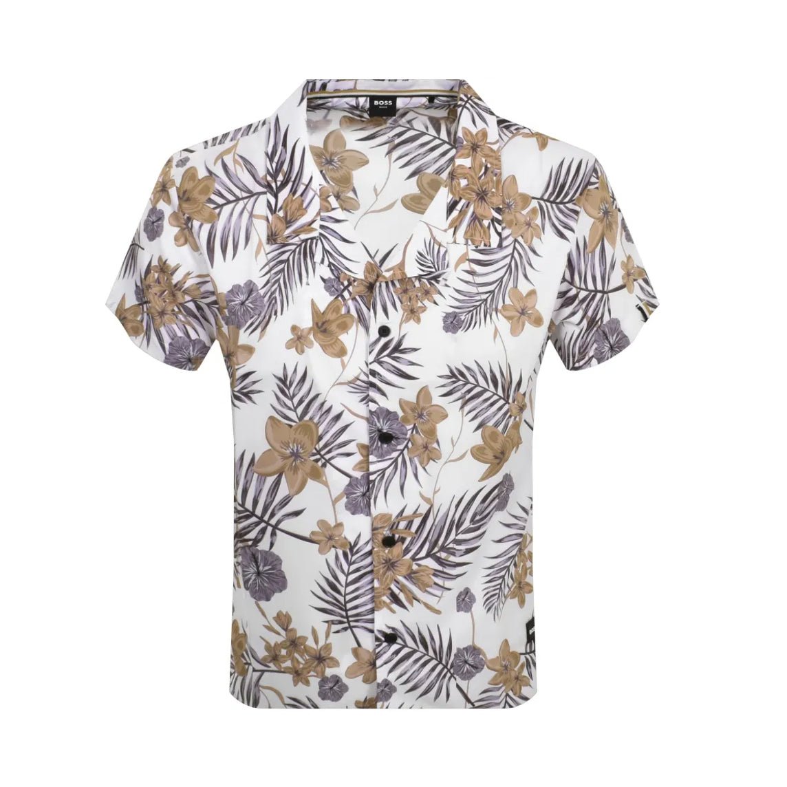 Boss Short Sleeve Beach Shirt - White 100 - Escape Menswear