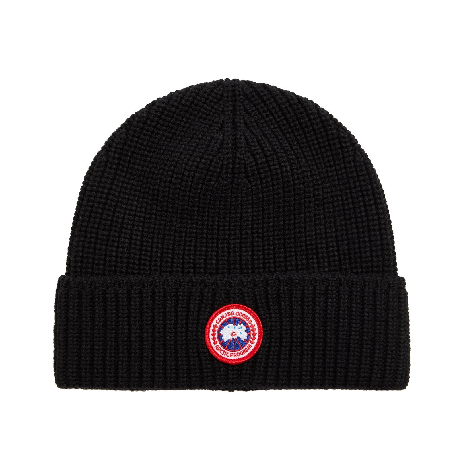 Canada Goose Arctic Disc Ribbed Wool Beanie - 9061 Black - Escape Menswear