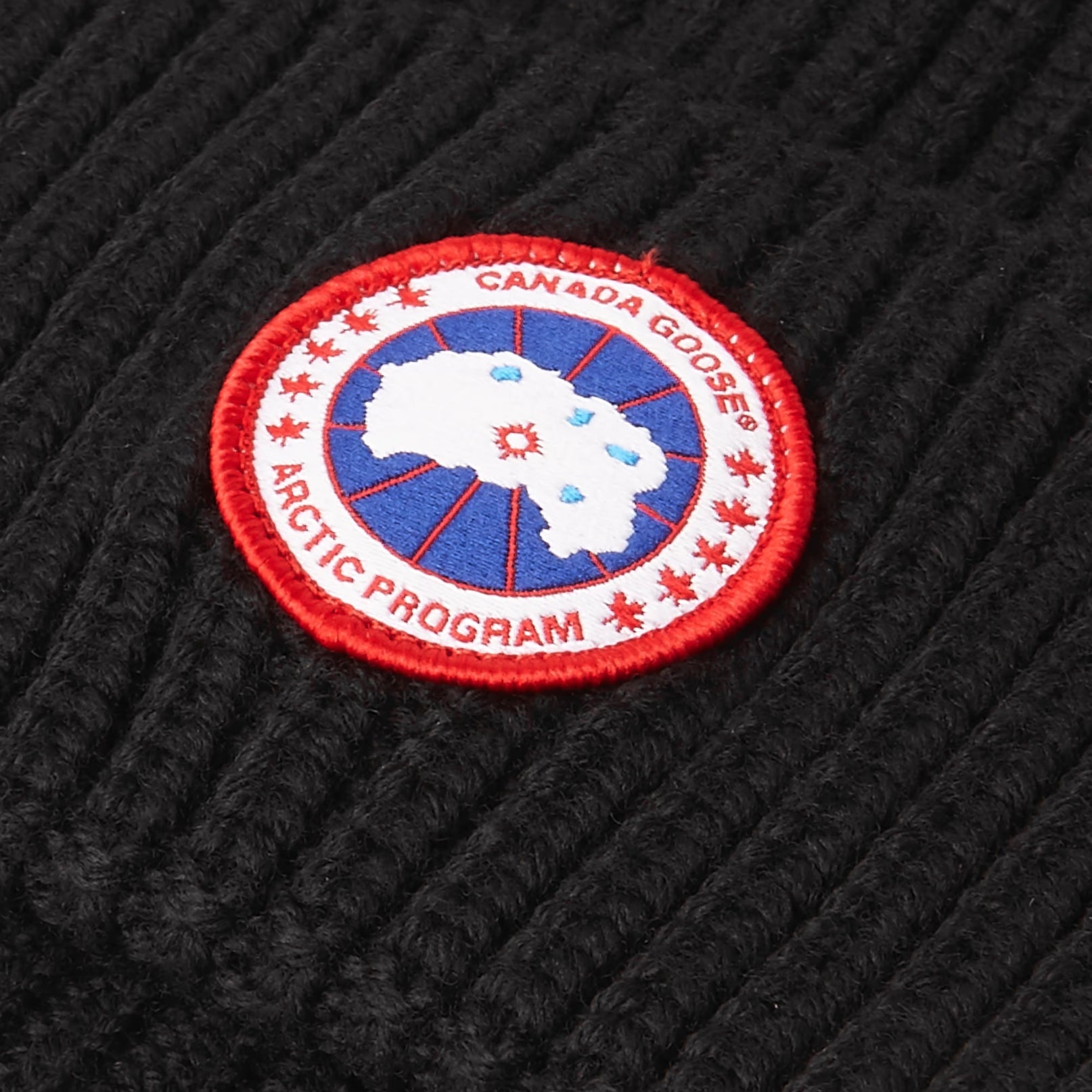 Canada Goose Arctic Disc Ribbed Wool Beanie - 9061 Black - Escape Menswear