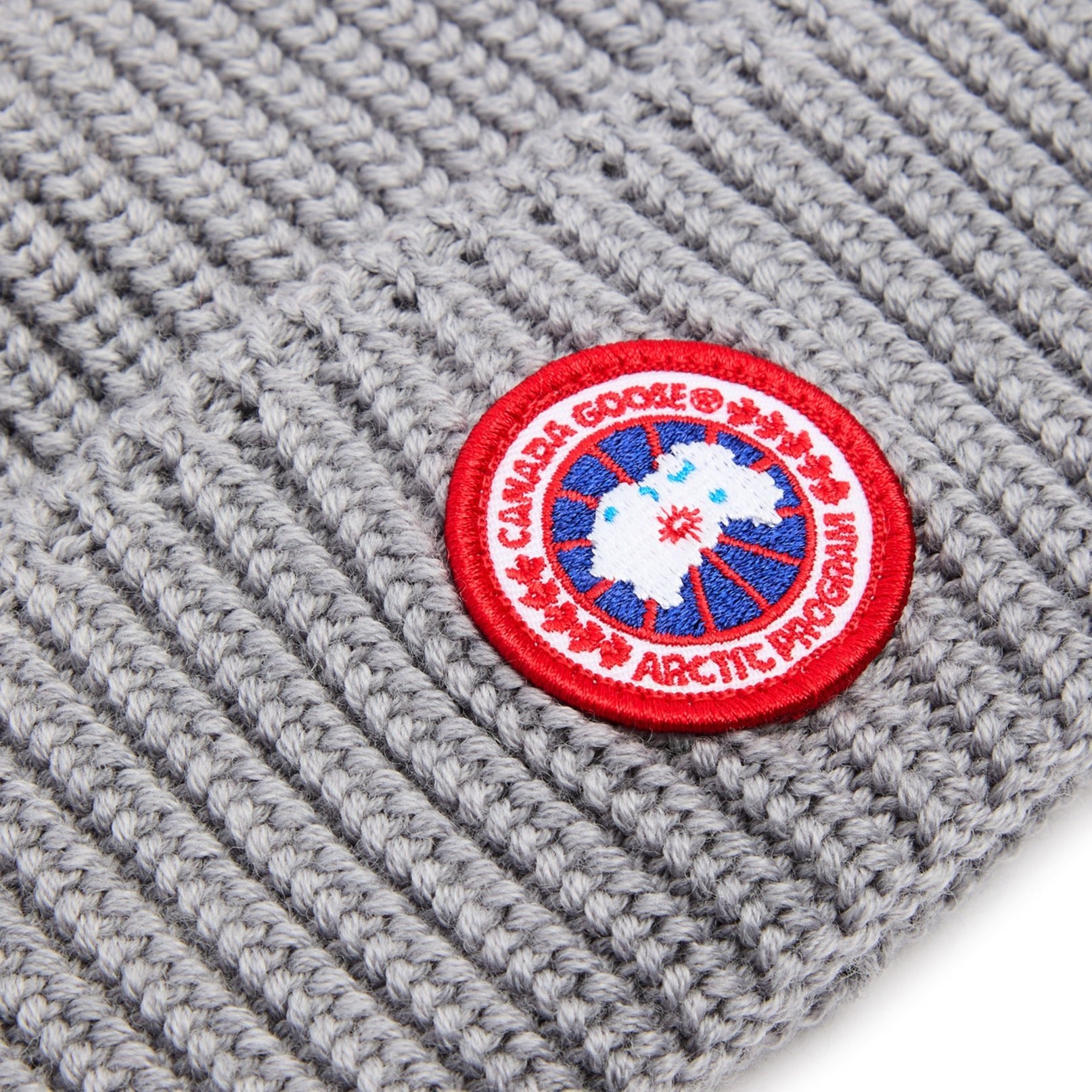 Canada Goose Arctic Disc Ribbed Wool Beanie - 9115 Heather Grey - Escape Menswear