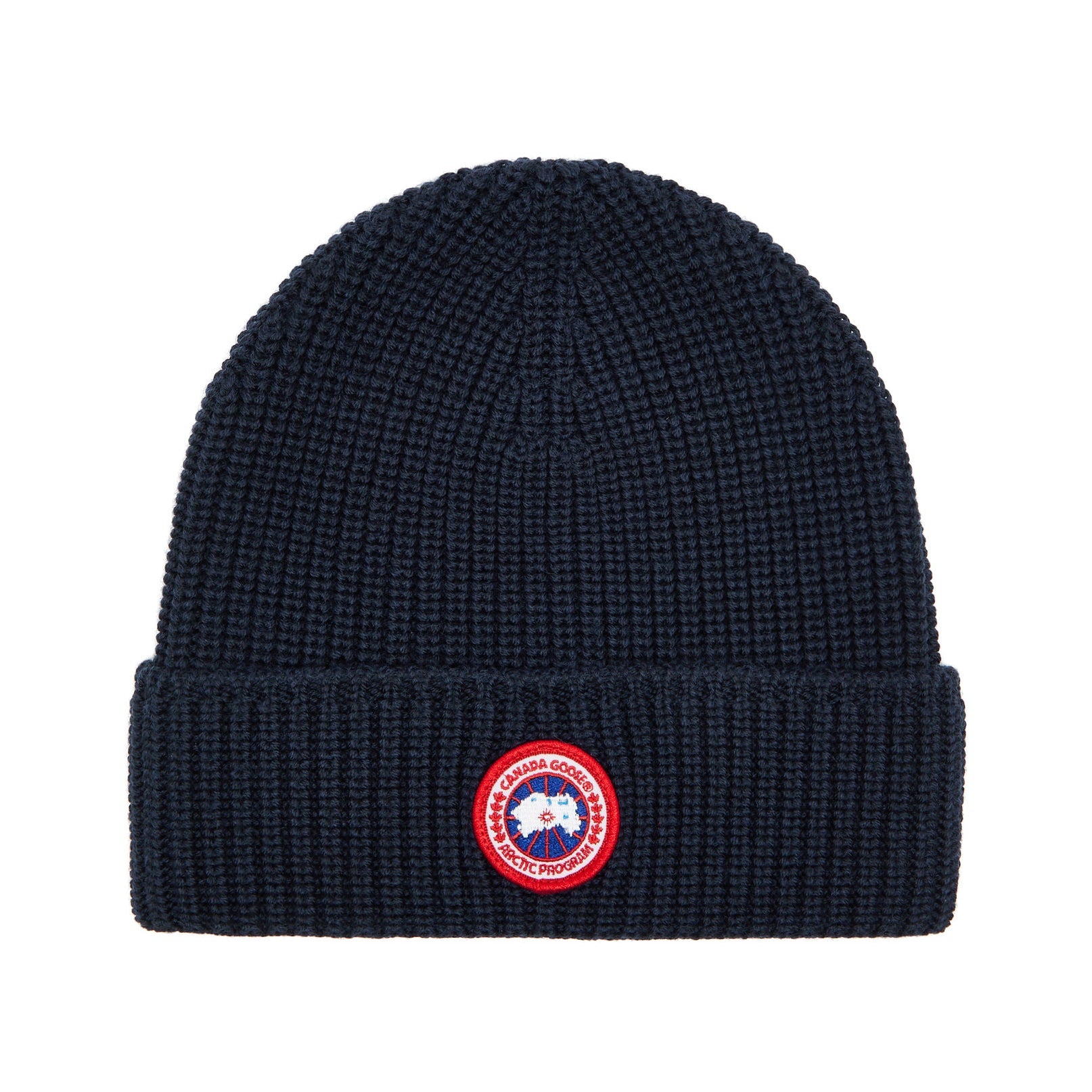 Canada Goose Arctic Disc Ribbed Wool Beanie - 9151 Navy Heather - Escape Menswear