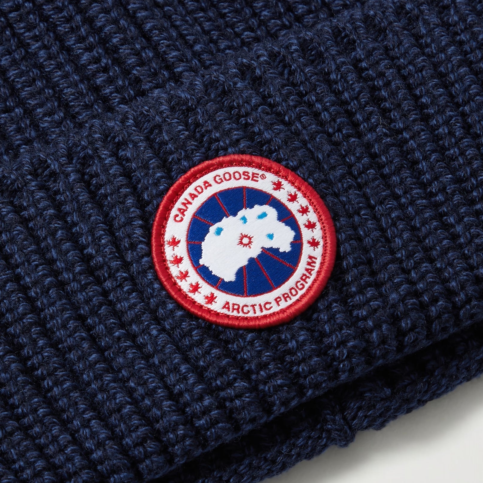 Canada Goose Arctic Disc Ribbed Wool Beanie - 9151 Navy Heather - Escape Menswear