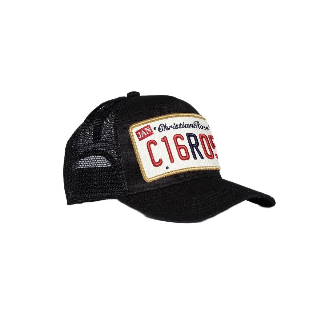 Christian Rose Private Plate Trucker Cap - Black/Gold - Escape Menswear