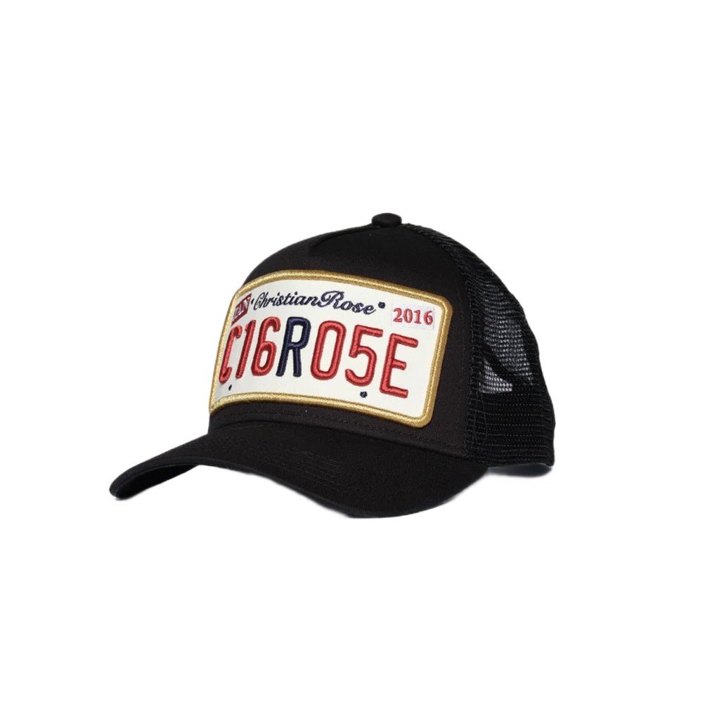 Christian Rose Private Plate Trucker Cap - Black/Gold - Escape Menswear