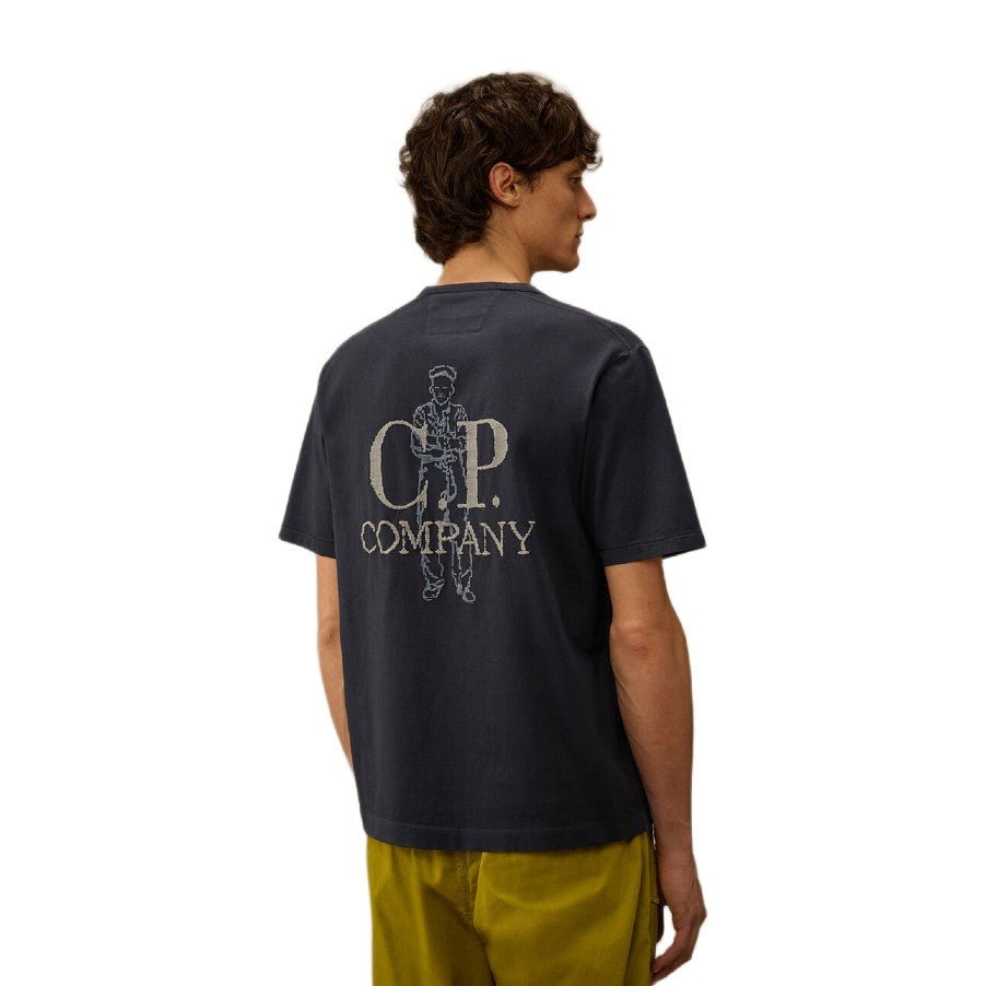 CP Company 1020 Jersey Embroidary T-Shirt - 889 Mid Navy - Escape Menswear