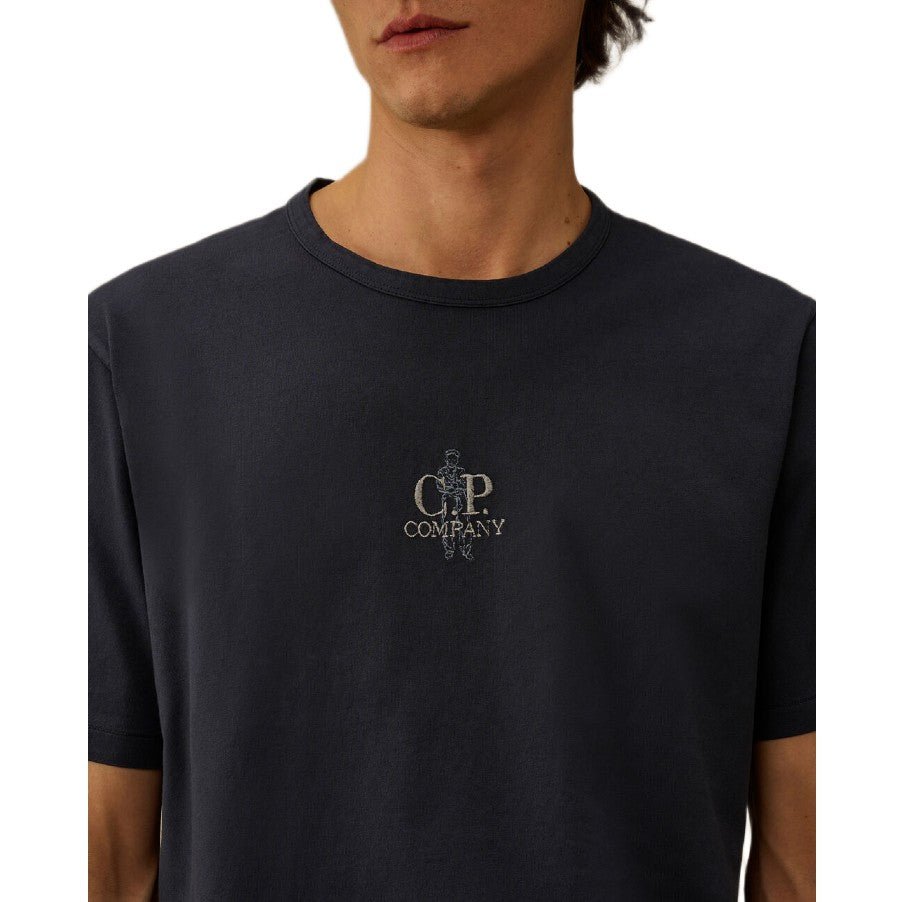 CP Company 1020 Jersey Embroidary T-Shirt - 889 Mid Navy - Escape Menswear