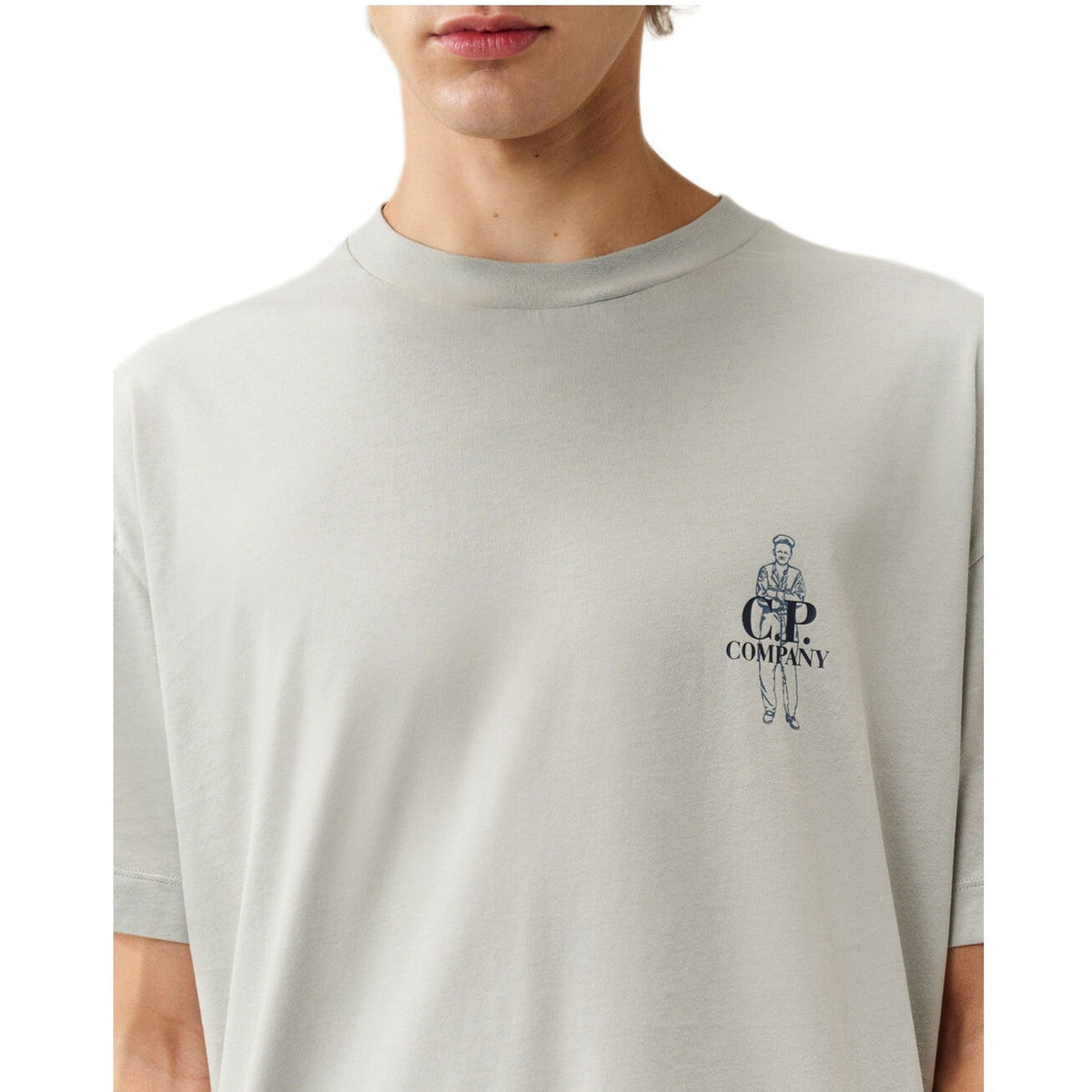 CP Company 30/1 Jersey Comfort Logo T-Shirt - 936 Flint Grey - Escape Menswear