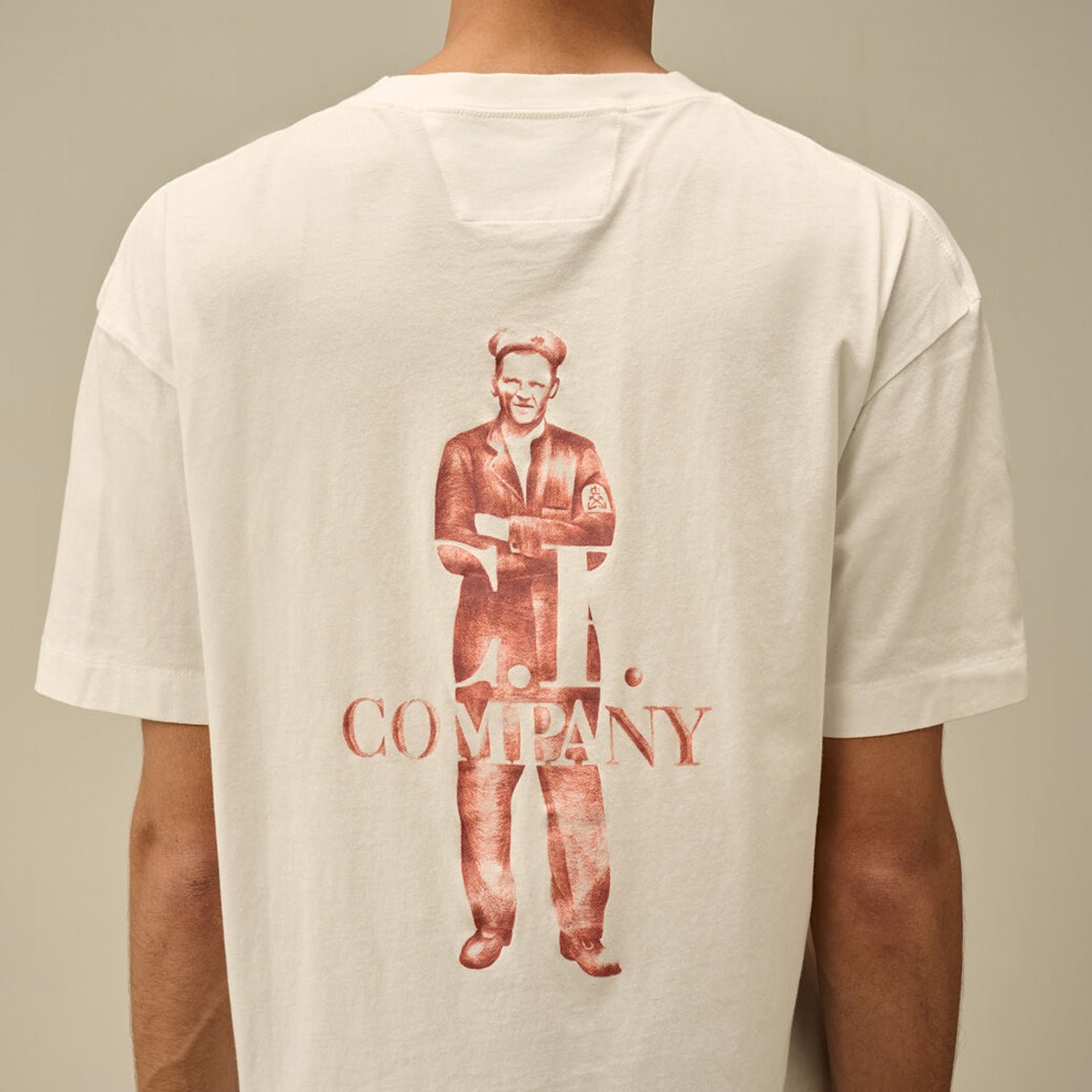 CP Company 30/1 Jersey Logo T-Shirt - 103 Gauze White - Escape Menswear