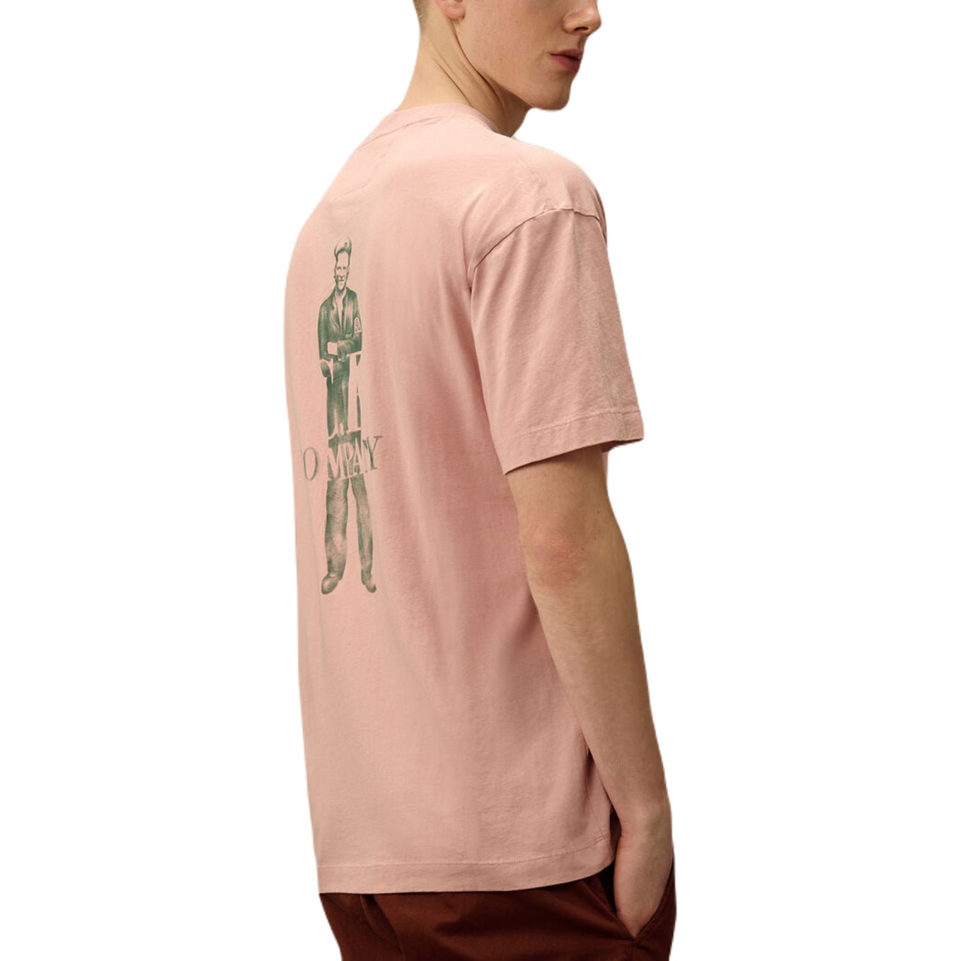 CP Company 30/1 Jersey Logo T-Shirt - 520 Misty Rose - Escape Menswear