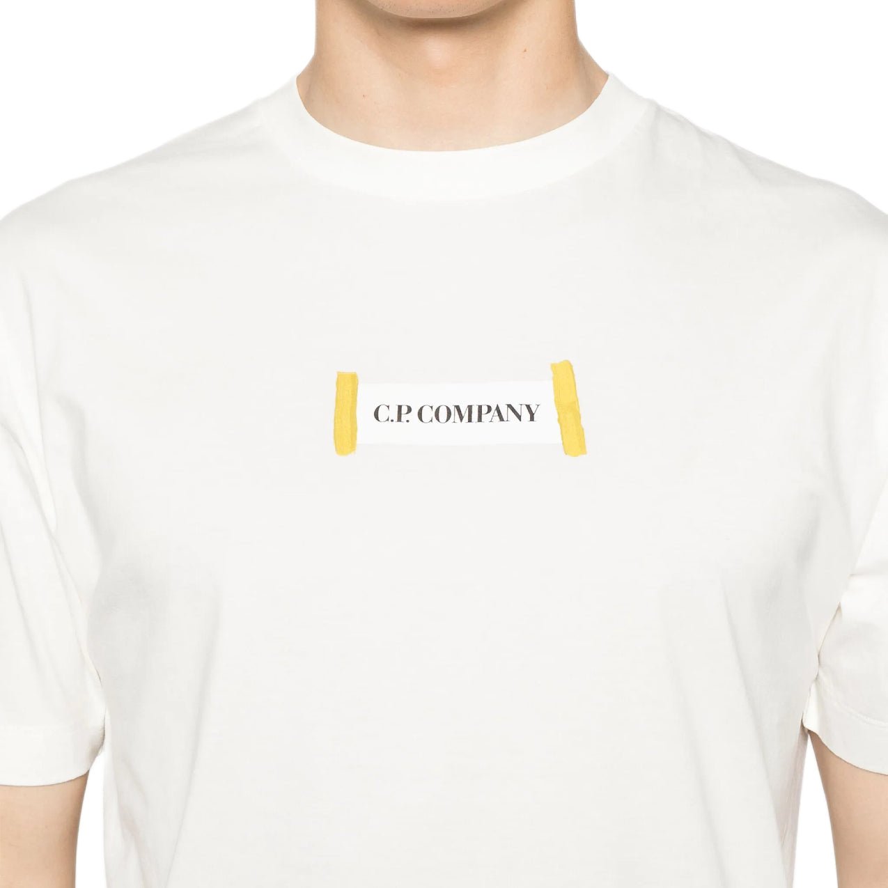 CP Company 30/1 Printed Logo T-Shirt - 103 Gauze White - Escape Menswear