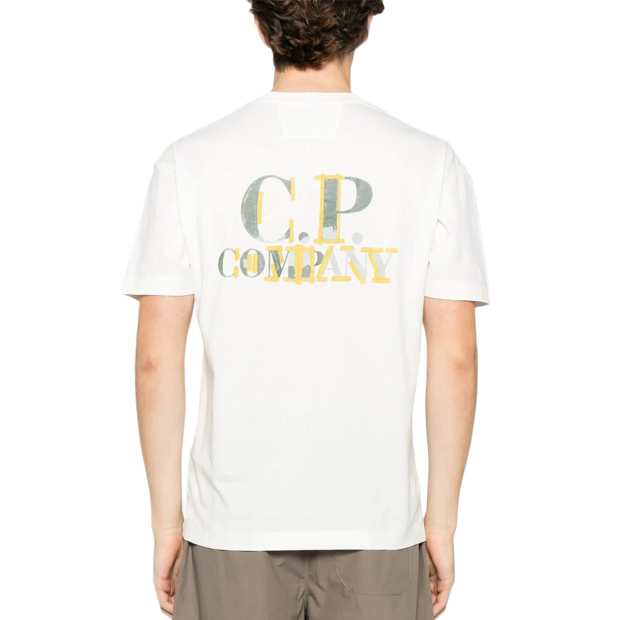 CP Company 30/1 Printed Logo T-Shirt - 103 Gauze White - Escape Menswear