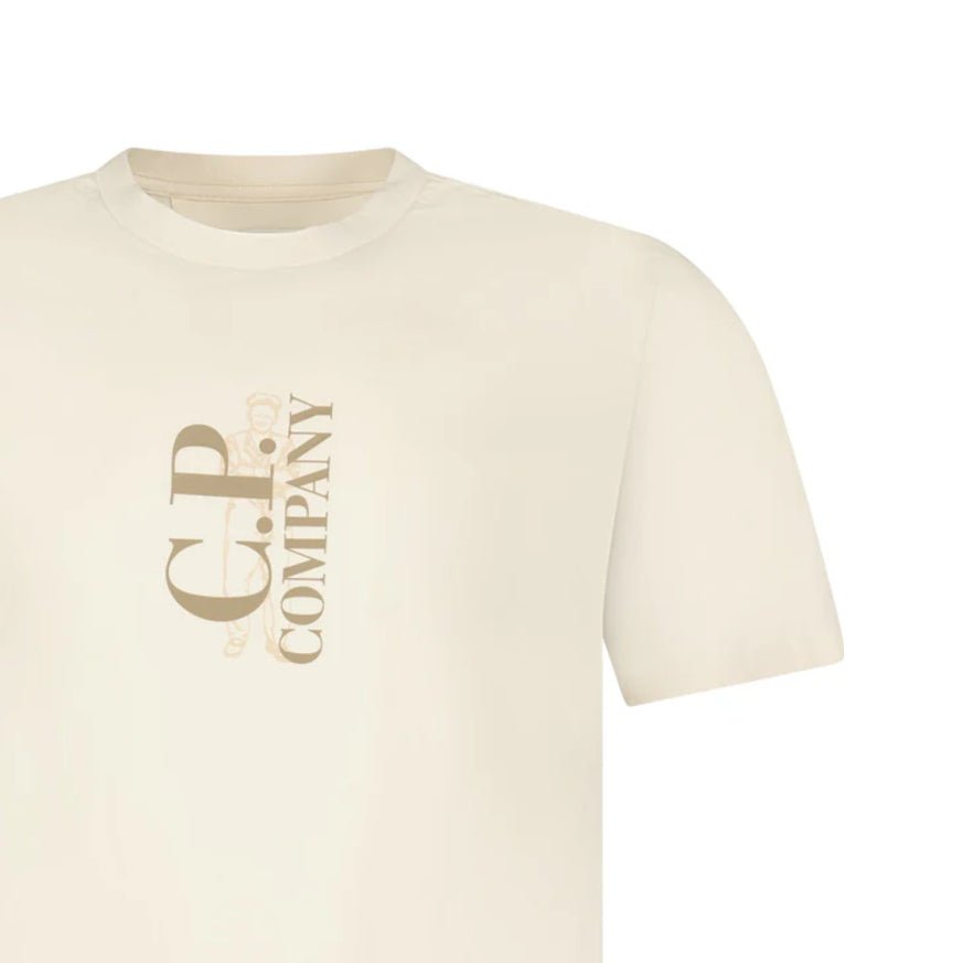 CP Company 30/1 Short Sleeve Printed T-Shirt - 114 Frozen White - Escape Menswear