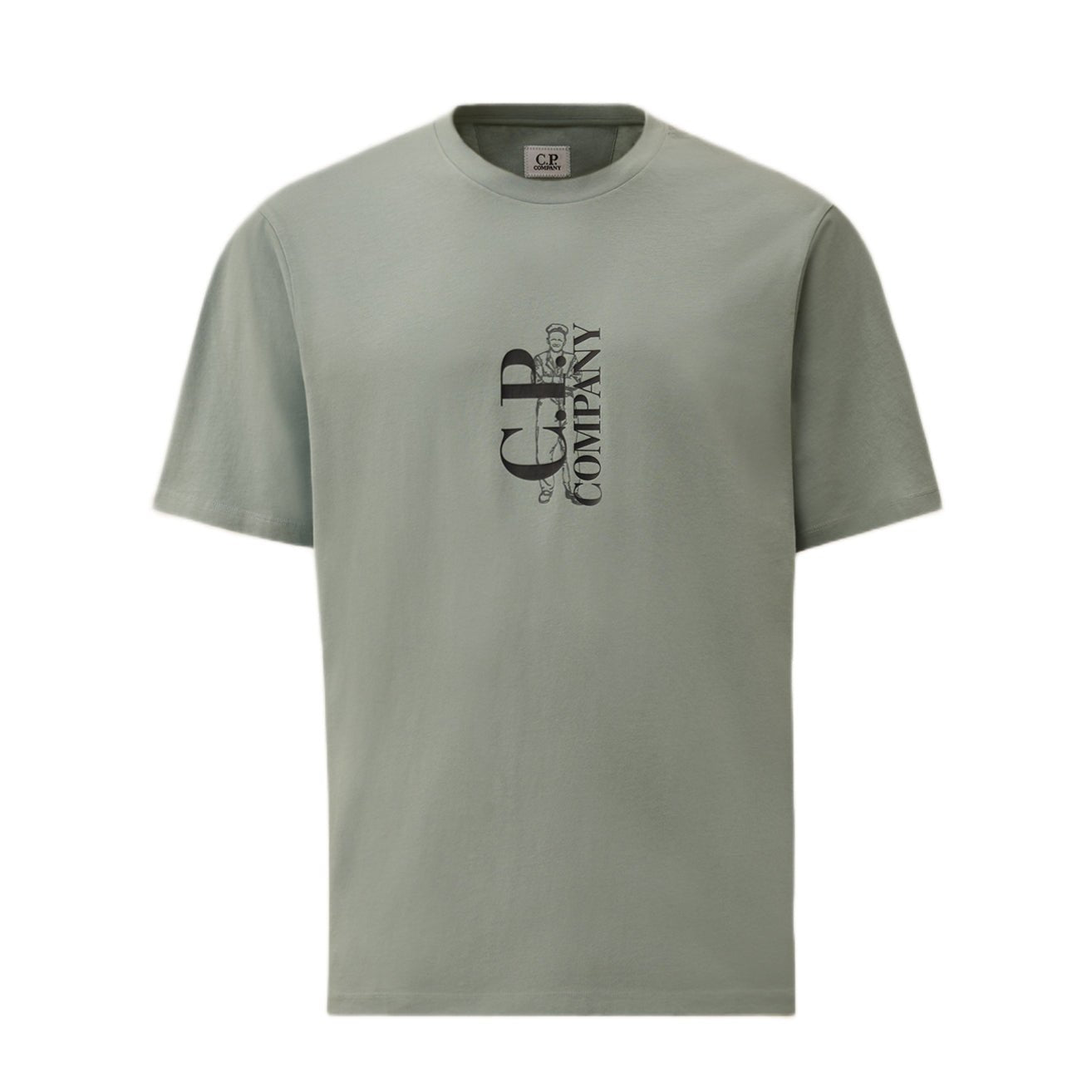 CP Company 30/1 Short Sleeve Printed T-Shirt - 809 Silver Blue - Escape Menswear