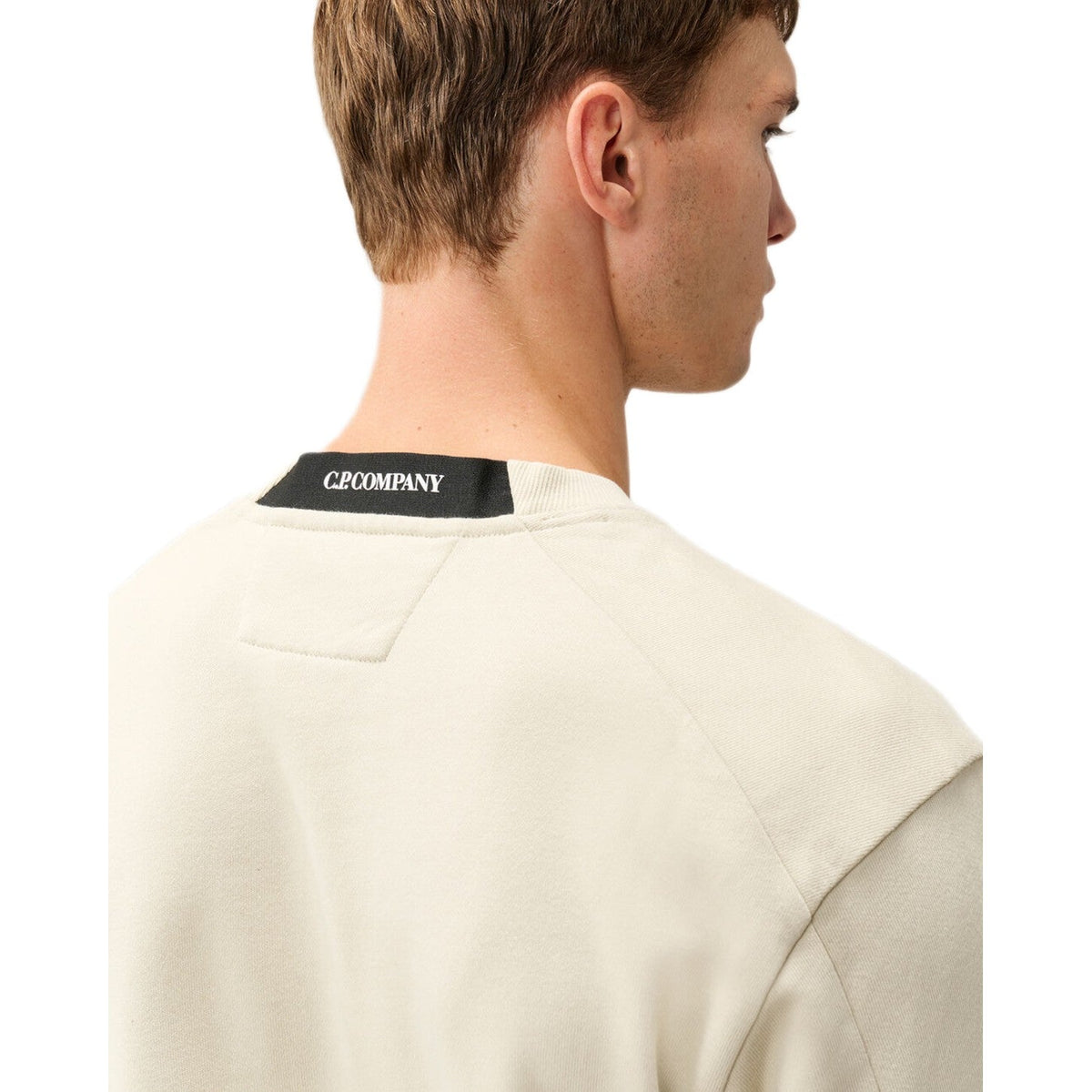 CP Company Diagonal Fleece Lens Sweatshirt - 120 Silver Birch - Escape Menswear