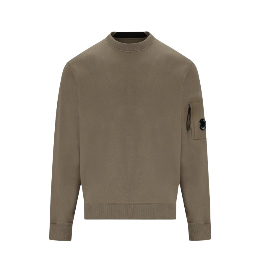 C.P. Company Diagonal Fleece Lens Sweatshirt - 359 Walnut - Escape Menswear