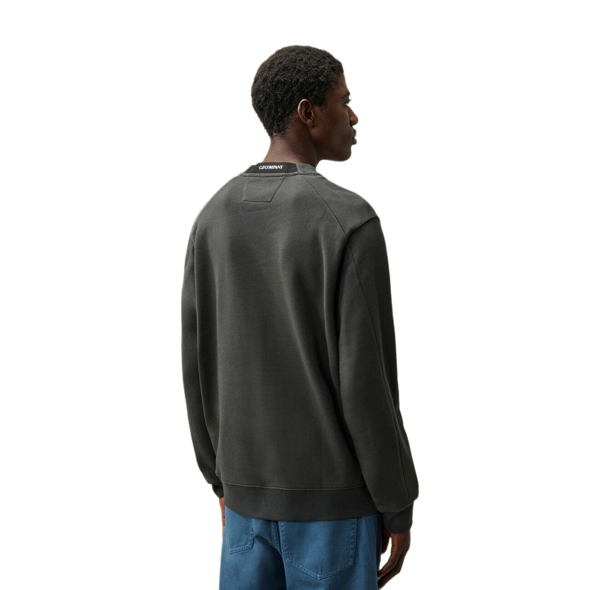 CP Company Diagonal Fleece Lens Sweatshirt - 985 Raven Grey - Escape Menswear