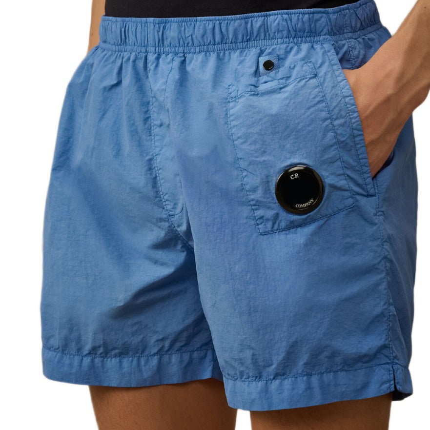 CP Company Flatt Nylon Swim Shorts - 857 Light Blue - Escape Menswear