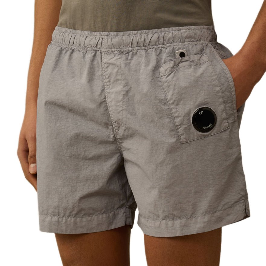 CP Company Flatt Nylon Swim Shorts - 916 Limestone Grey - Escape Menswear
