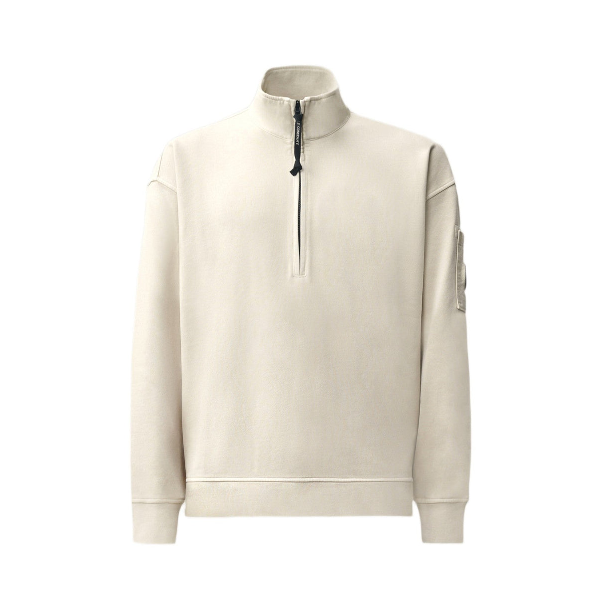 CP Company Fleece Boxy Lens Zip Sweatshirt - 120 Silver Birch - Escape Menswear