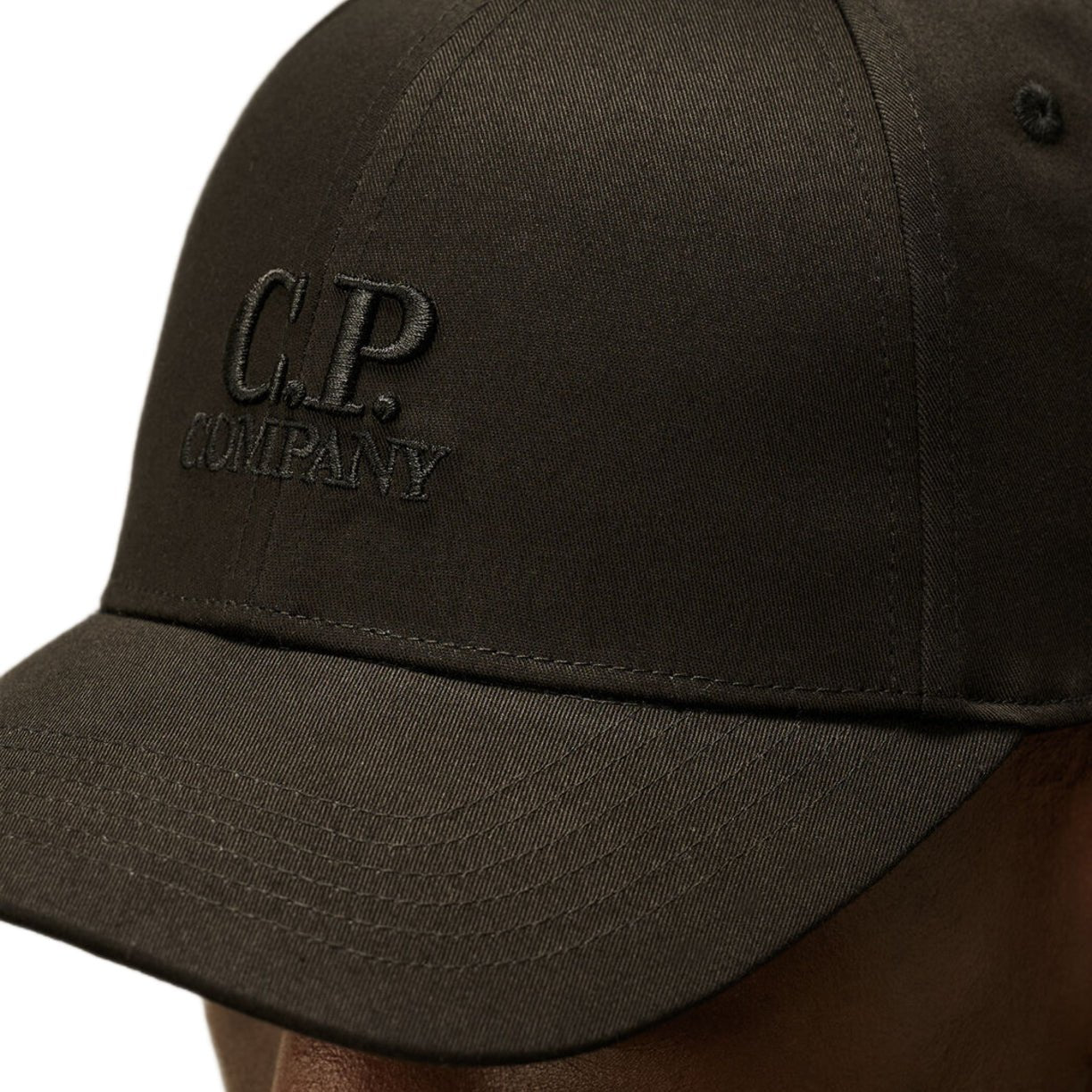 CP Company Gabardine Logo Cap - 999 Black - Escape Menswear
