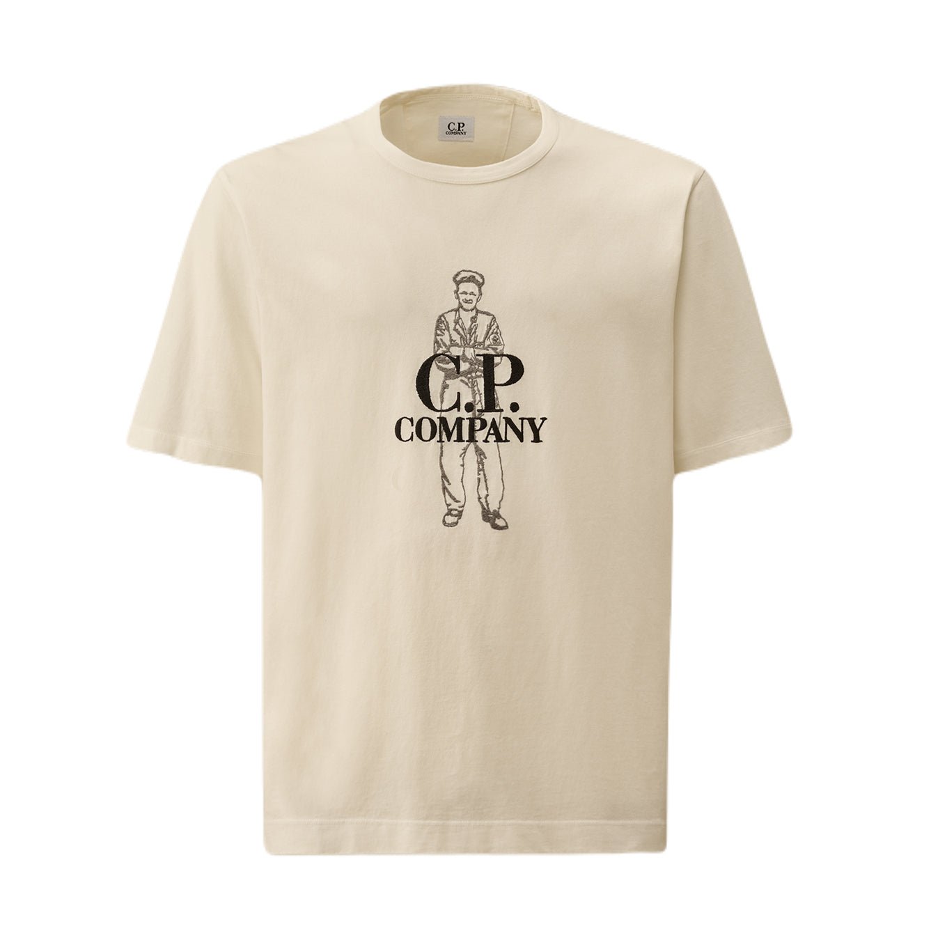 CP Company Large Logo T-Shirt - 103 Gauze White - Escape Menswear