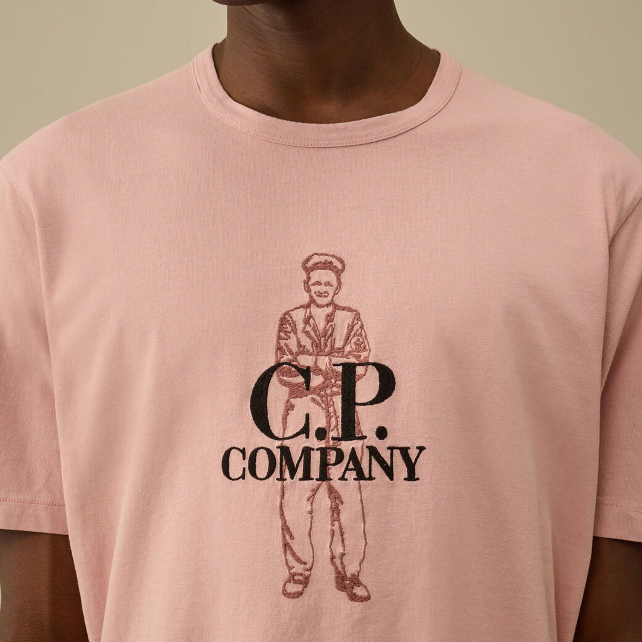 CP Company Large Logo T-Shirt - 520 Misty Rose - Escape Menswear