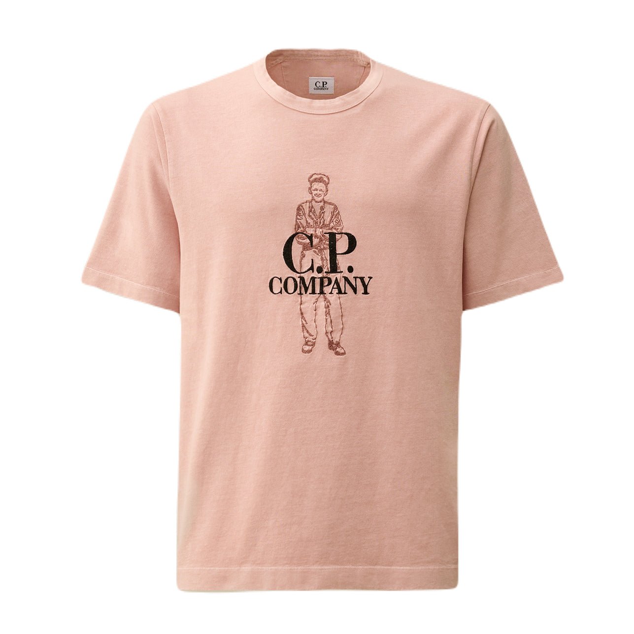 CP Company Large Logo T-Shirt - 520 Misty Rose - Escape Menswear