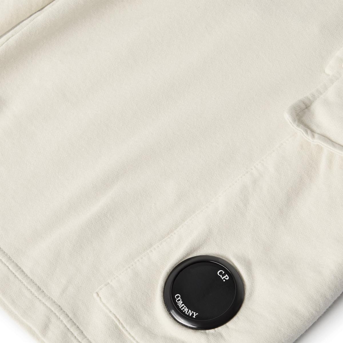 CP Company Light Fleece Cargo Shorts - 114 Frozen White - Escape Menswear