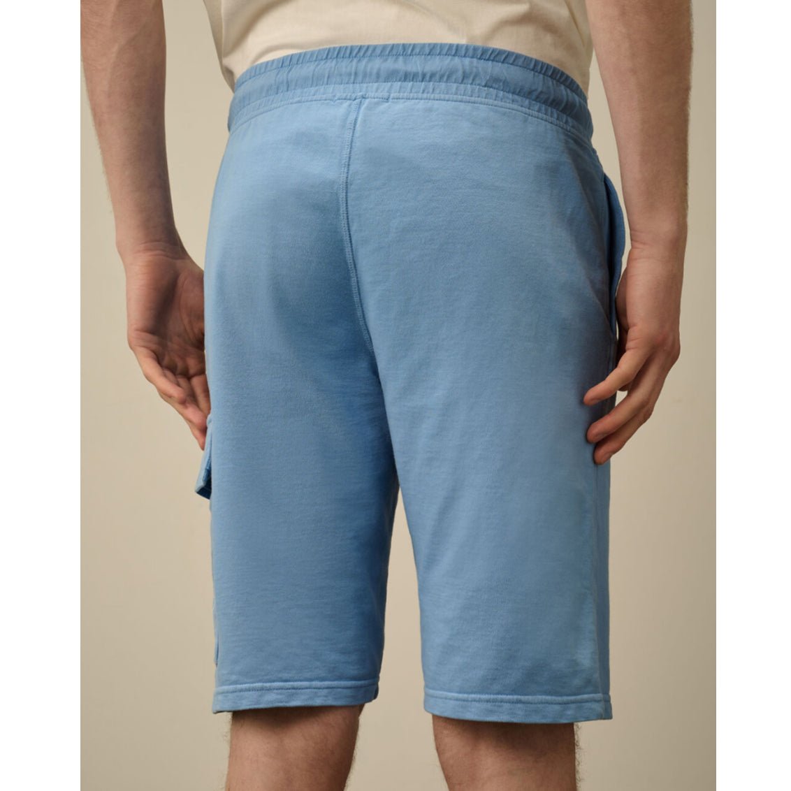 CP Company Light Fleece Cargo Shorts - 857 Light Blue - Escape Menswear