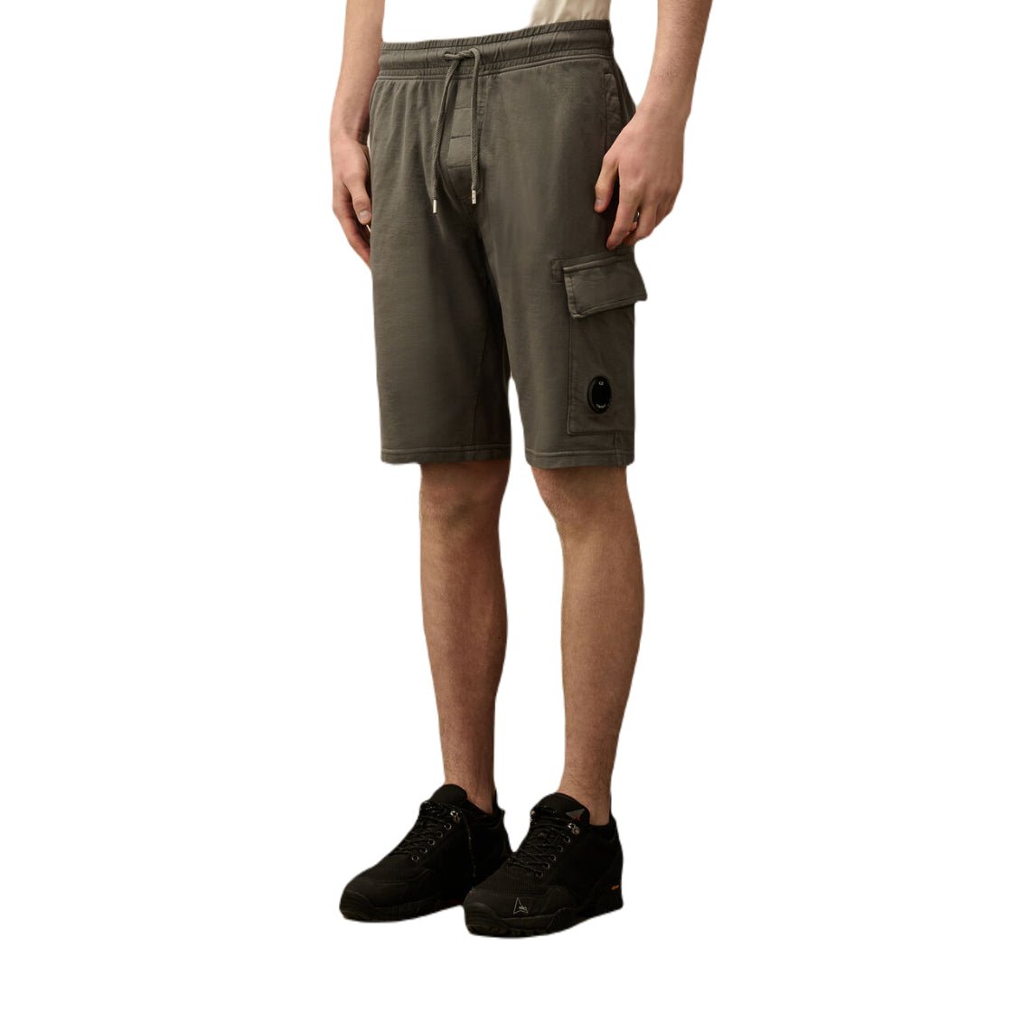 CP Company Light Fleece Cargo Shorts - 935 Smoked P Grey - Escape Menswear