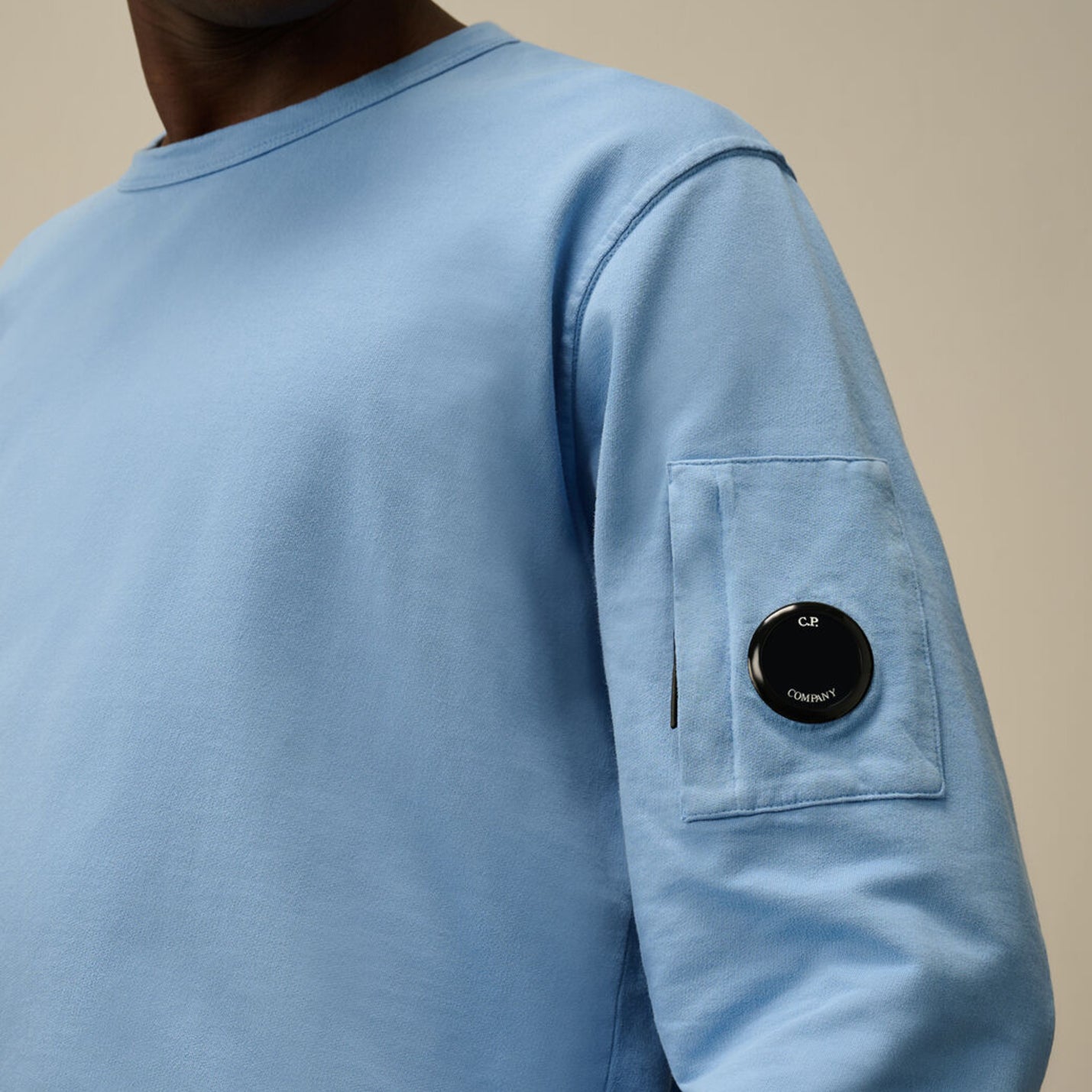 C.P. Company Light Fleece Lens Sweatshirt - 857 Light Blue - Escape Menswear