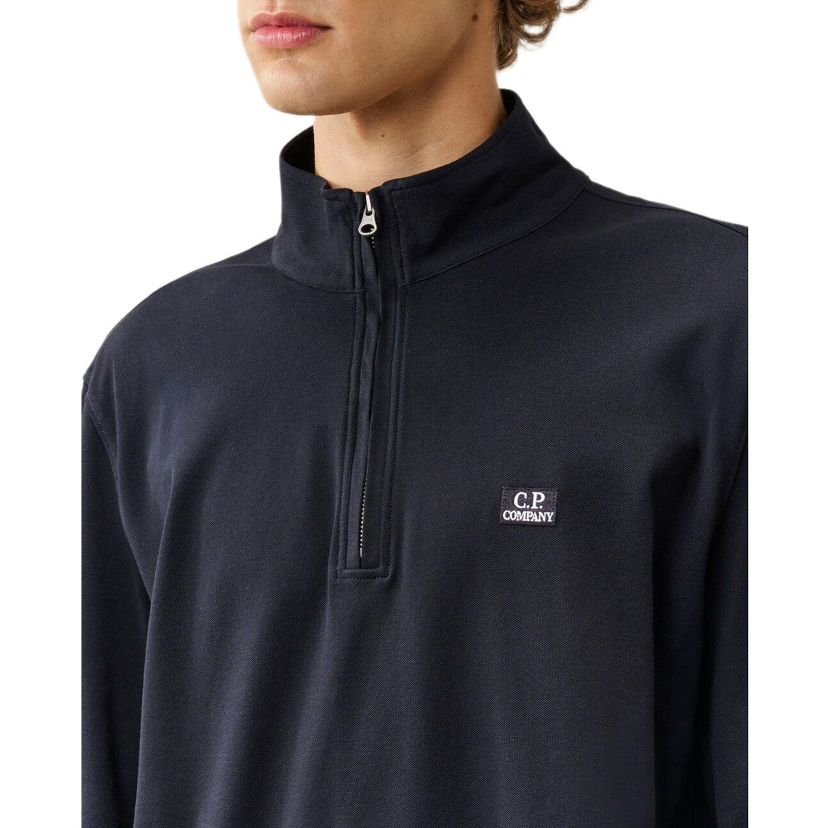 CP Company L/S Stretch Half Zip Polo-Shirt - 888 Total Eclipse - Escape Menswear