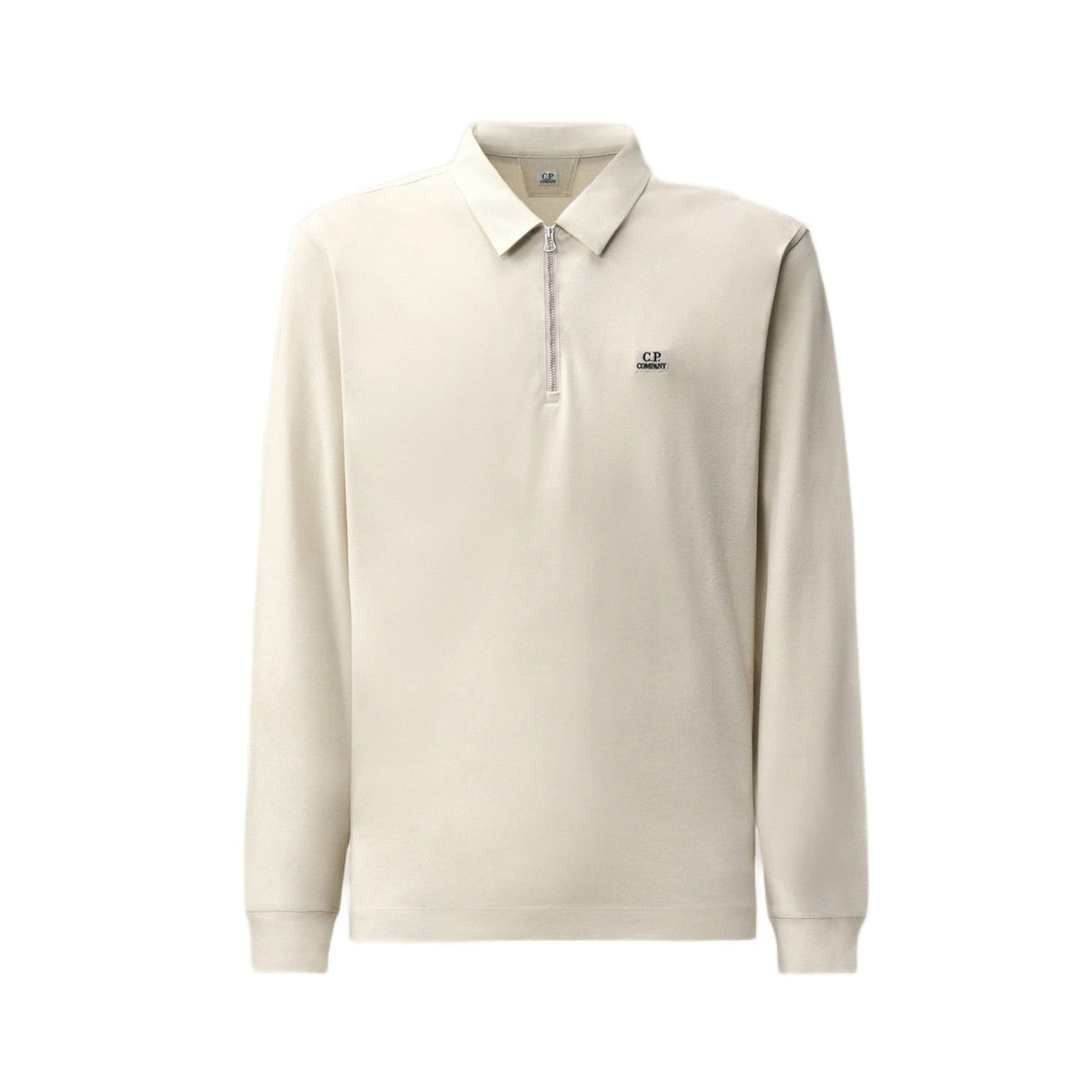 CP Company L/S Stretch Zip Polo-Shirt - 120 Silver Birch - Escape Menswear